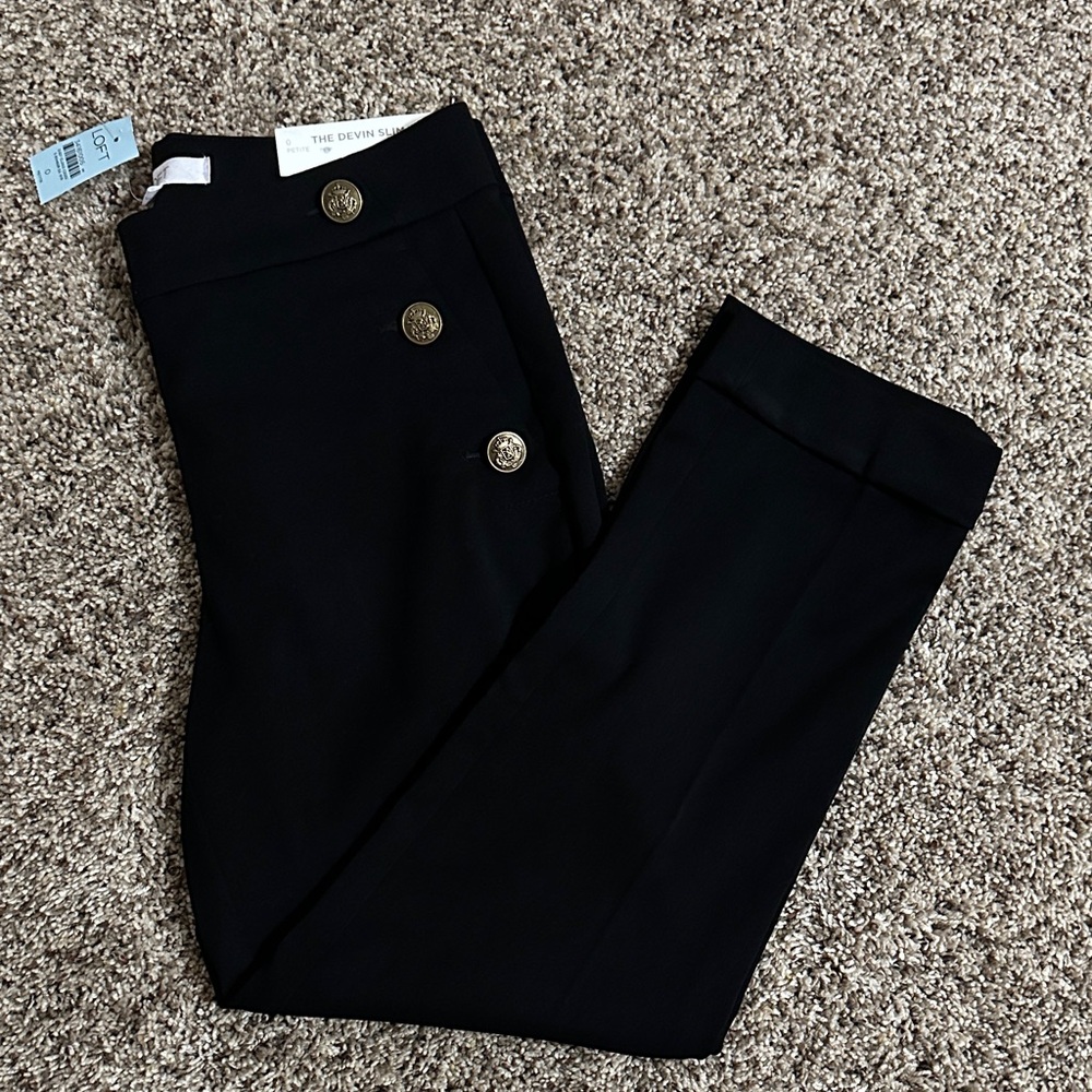 LOFT Black Kids Casual Pants with Gold Buttons